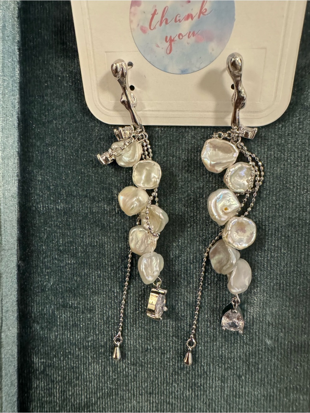 Pearl dangle earrings costume jewelry silver posts mermaid cultured pearls 925